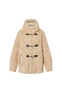 Clémence New Semi Oversized Hooded Sherpa Short Coat in Wool Blend