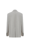 Dniester Duo Front Zip Oversized Blazer in Worsted Wool Blend