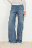 Eleanor Jeans mit geradem Bein und Kristallverzierung aus Baumwoll-Denim