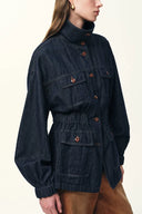 Chaqueta ajustada estilo utilitario Solene en mezclilla con mezcla de cáñamo