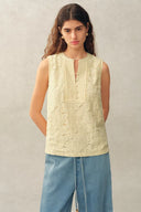 Top smanicato in cotone con ricamo in pizzo Charlotte Marigold