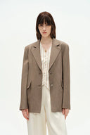 Graf Beige Blonde Suit Jacket in Linen Wool