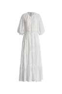 Robe à volants manches bouffantes Nora en coton brodé