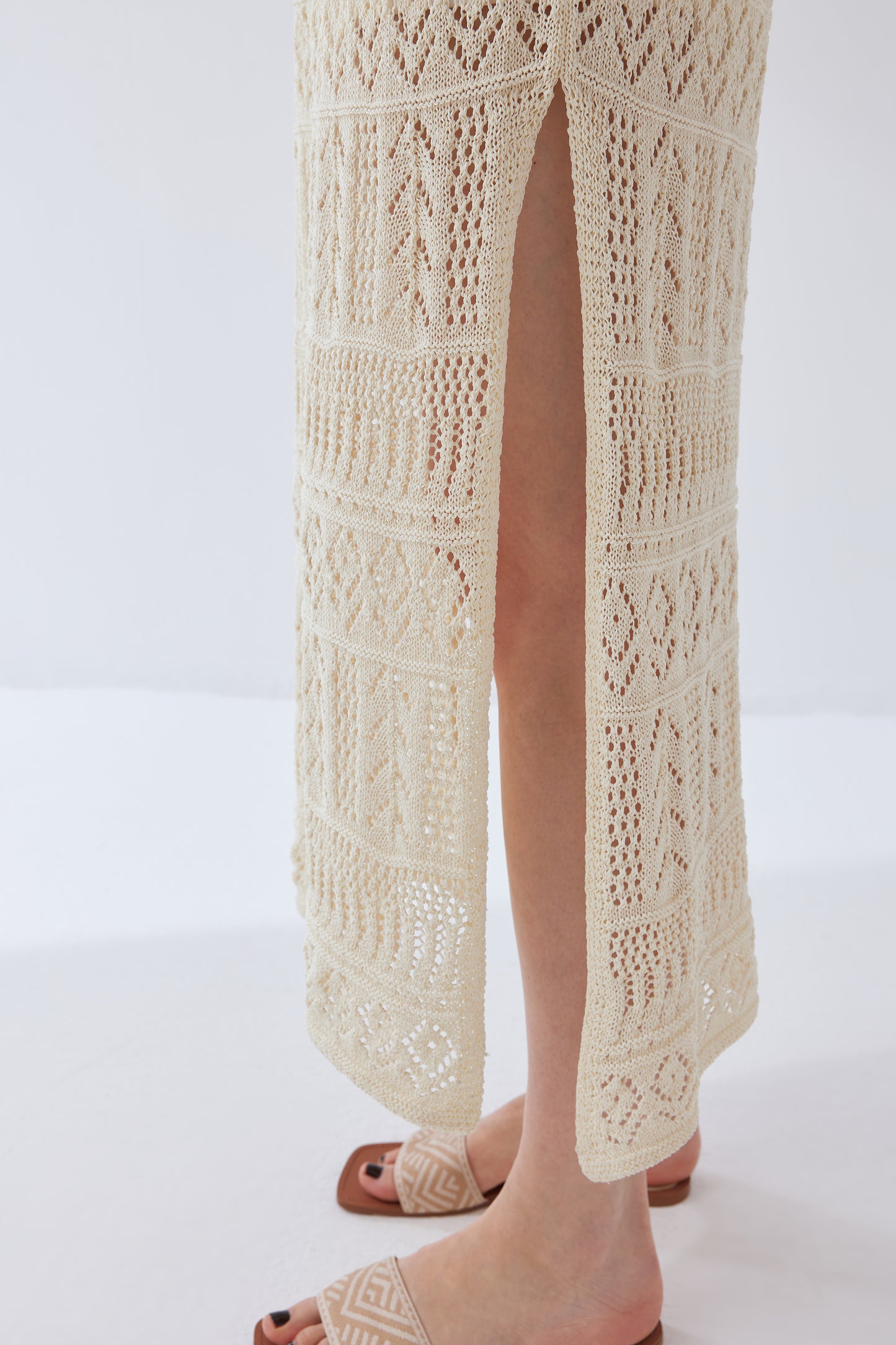 Gabriela Handcrafted Crochet Dress in Light Yarn Knit