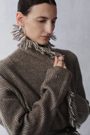 Cárdigan bicolor con flecos Dora en mezcla de lana y alpaca