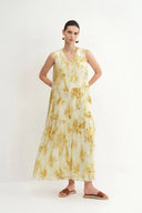 Amelia ärmelloses Maxikleid aus Burnout-Seiden-Georgette