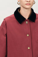 Georgia Corduroy Collar Quilted Jacket in Cotton Twill