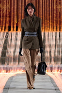 Fanny Striped Herringbone Button Suit Blazer in Cotton