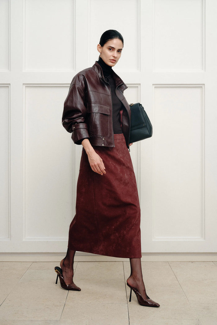 Gia Trench Style Collar Short Jacket in Faux Leather – fbrq.com Gia Trench Style Collar Short Jacket in Faux Leather – fbrq.com