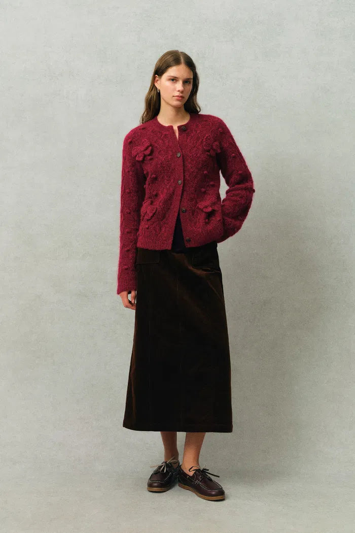 Freya Butterfly Bow Knit Cardigan in Cable Knit