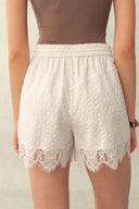 Amaya Puff-Sleeve Long Sleeve Top and Shorts Set in Lace