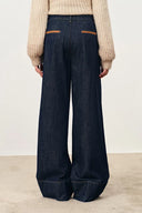 Jeans Liberty bicolor con bolsillos con cremallera en denim de algodón