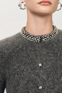 Jinelle Embellished Collar Cardigan in Alpaca Blend Knit