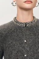 Jinelle Cardigan mit verziertem Kragen aus Alpakamischstrick