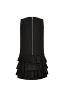 Alice Asymmetric Pleated Hem Sleeveless Dress in Lightweight Blend