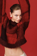 Sibton Short Checked Sweater in Baby Alpaca Knit