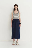 Liz Square Neck Body Con Sleeveless Tank Top in High-Stretch Ribbed Knit