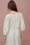 Antonia Artisan Embroidery Dress in Linen Blend
