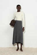 Lynn Asymmetric Ribbed Skirt in Wool Blend