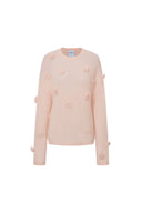 Maglione Sally rosa artigianale in maglia di angora mohair