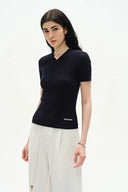 Alexa V Neck Short Sleeve Sweater in Rare Alxa Cashmere Blend