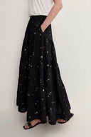 Emily Hand Beaded Sequin Embroidered Maxi Skirt in Beaded Wool Blend