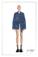 Harper Floral Safari Utility Jacket in Jacquard Denim