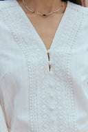 Conjunto a juego Elli de blusa con mangas abullonadas bordadas y falda maxi en algodón