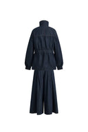 Solene Utility Style Fitted Denim Jacket and Long Skort Set in Hemp-Blend Denim