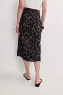 Falda Midi Francesa Zinnia Floral en Crepé de Seda Mulberry