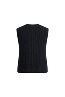 Winnie V Neck Sleeveless Top in Merino Wool Cable Knit