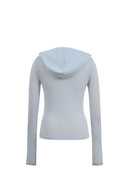 Felpa Basic con Cappuccio e Vestibilità Slim in Misto Tencel e Lana