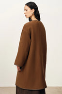 Selian Detachable Scarf Coat in Double-Face Merino Wool