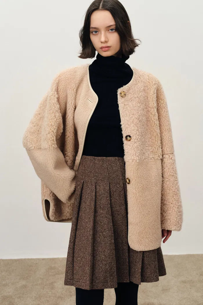 Walcott Reversible Shearling Jacket in Merino Wool Teddy and Faux Leather