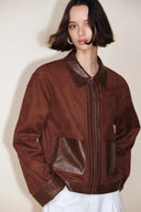 Laso Wildlederjacke mit Lederbesatz aus Ultrasuede