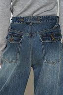 Dora Vintage Wide Straight Leg Jeans in Cotton Denim