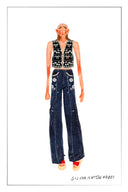 Jean à Jambe Droite Fiona Brodé Floral en Denim Brut