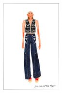 Jeans Fiona Bordados con Flores y Pierna Recta en Denim Crudo