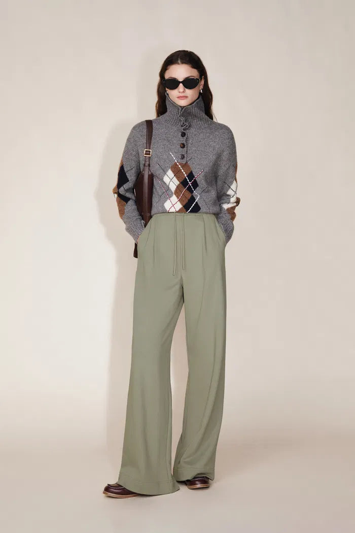 Jane Contrast Trimmed Elastic Waist Track Pants in Cotton
