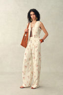 Pantalones de pierna ancha Flora Floral en mezcla de lino para traje