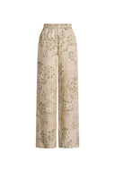 Diana Handwork Beads Crop Flare Pants in Linen Blend