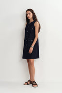 Cecilia Sleeveless Dress in Raw Denim