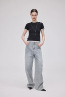 Jean patchwork texturé Eliana en denim jacquard délavé