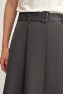 Rachel Pleated Long Skirt in Fine Wool Blend