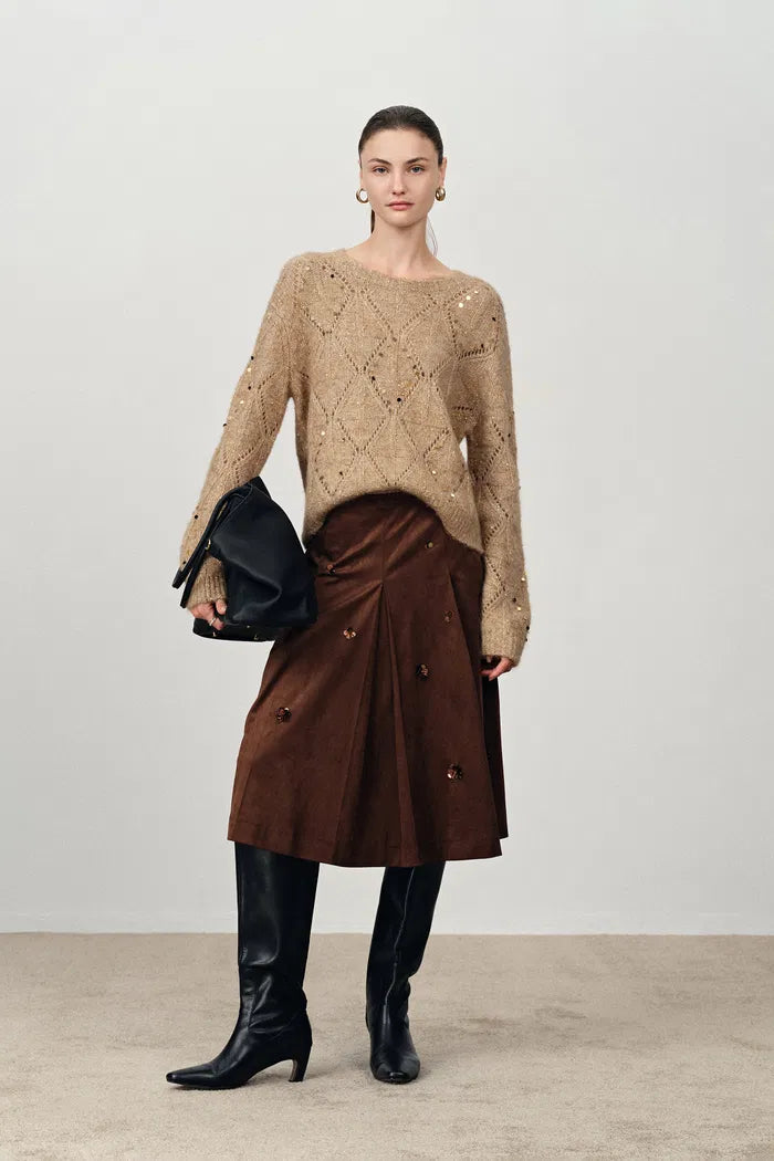 Mimi Hand Sewn Sequin Pullover in Merino-Alpaca Sequin Yarn