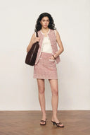 Miriam Sleeveless Vest Top in Cotton Blend Fancy Wavey Knit