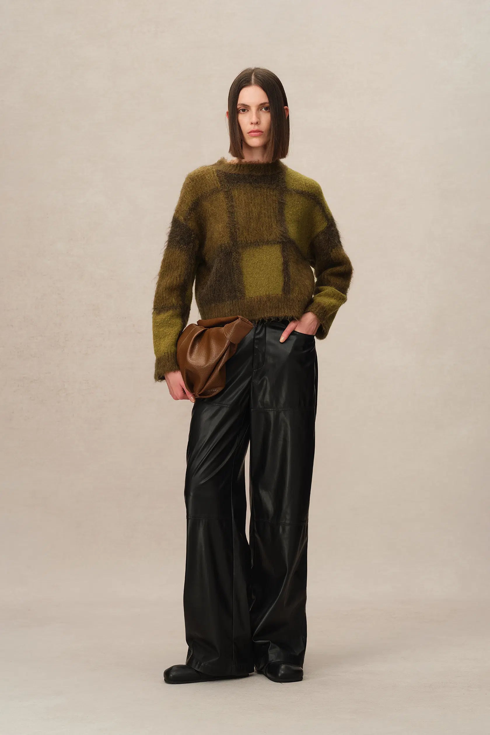 Sibton Checked Cropped Pullover Alpaca Blend Knit