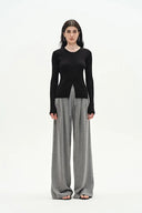 Emma Black Fitted Cardigan in Cotton Blend Yarn Knit