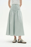 Rose Pleated Denim Skirt in Summer Denim - Light Wash Blue Denim