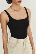 Liz Ärmelloses Tanktop mit eckigem Ausschnitt und figurbetontem Schnitt aus hoch dehnbarem Rippstrick